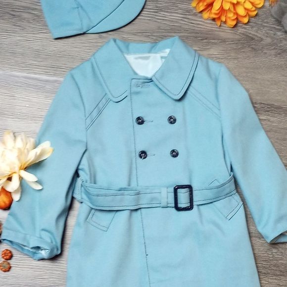 Vintage Boys Peacoat with Belt and Hat - Picture 6 of 11